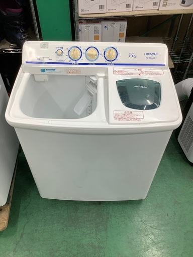 安心の6ヶ月保証付き！！ HITACHI 2槽式洗濯機 PS-55AS2 5.5kg 2018年製 50Hz/60Hz キズ・ハガレ有 排水ホース切断