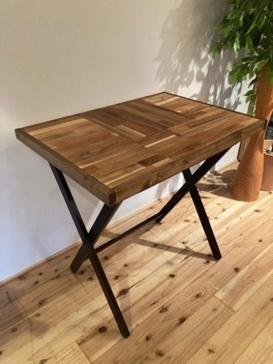 アカシア無垢材　折り畳み式サイドテーブル