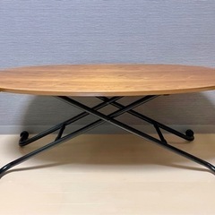 リフティングテーブル 昇降式テーブル オーバル ウォールナット