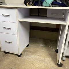 中古作業用テーブル引き出し付き