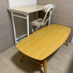 【テレワーク】山善パソコンデスク椅子セット＋ローテーブル