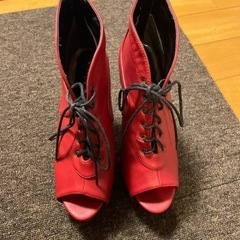 美品♪赤色革ブーツ　レディース靴　値下げしました！！