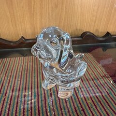 アンティーク/クリスタルガラス製 犬型灰皿/小物入れ 
