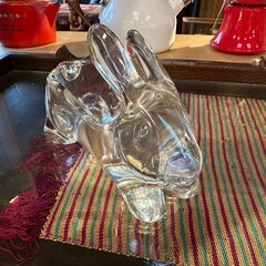 アンティーク/クリスタルガラス製 ウサギ型灰皿/小物入れ 