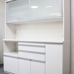 松田家具 キッチンボード グランドレンジ 幅180 下段全ソフトクローズ モイス ハイグロスホワイト 食器棚 中古 店頭引取歓迎 R6677) -  食器棚、キッチン収納