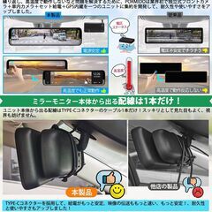 ズーム３カメラ ドライブレコーダー 12インチ  デジタルインナーミラー ノイズ対策済 駐車監視 GPS　