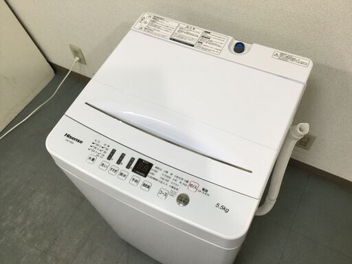 (1/30受渡済)JT5791【Hisense/ハイセンス 5.5㎏洗濯機】美品 2019年製 HW-T55D 家電 洗濯 全自動洗濯機 簡易乾燥機能付