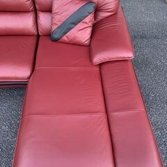 ニトリ 3P本革カウチソファ(ロゾ4 RED LC ホンガワ)