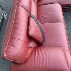 ニトリ 3P本革カウチソファ(ロゾ4 RED LC ホンガワ)