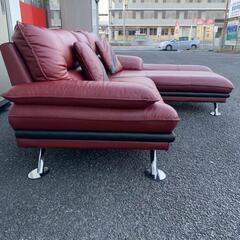 ニトリ 3P本革カウチソファ(ロゾ4 RED LC ホンガワ)