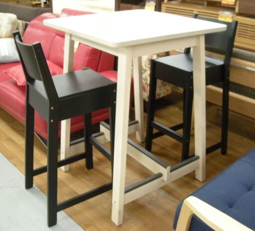 R438 IKEA  BJORKUDDEN バーテーブル ハイ椅子x2 セット 美品