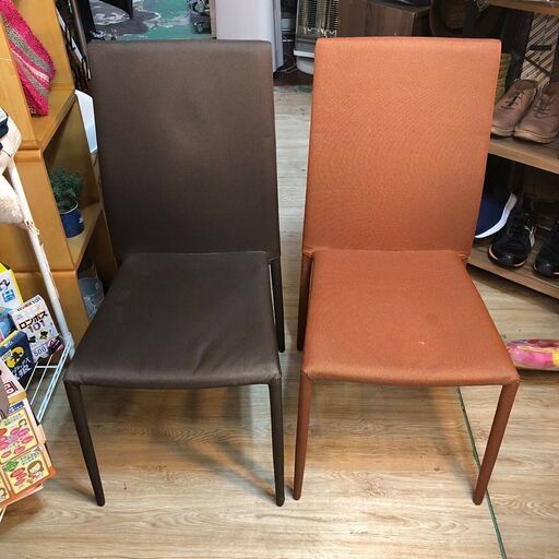 ✨期間限定・特別価格✨NITORI／ニトリ スタッキングチェアセット スタックカバー BR/GY/OR2 中古家具 椅子2脚セット