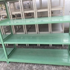 ボルトレス中量ラック 2連結 4段 中量棚 スチール棚 幅365cm 中古