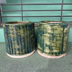 織部焼　火鉢　メダカ水槽　植木鉢　2個セット