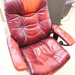 【半額】EKORNES リクライニングチェア オットマン ビンテージ ワインレッド