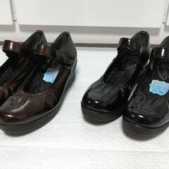 【美品】パンプス2足24cm黒と茶◆ファーストコンタクト日本製