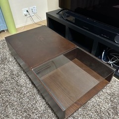 ローテーブル(収納スペース有) 木製+ガラス　12/4まで…