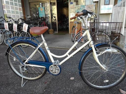 中古自転車2317 前後タイヤ新品！ 26インチ 6段ギヤ LEDオート 