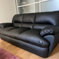 🔥ニトリ 3人用合皮ソファ(Nシールドビット3KD BK)