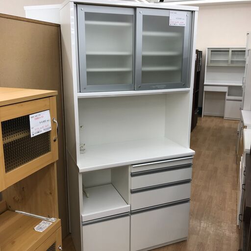 ☆ジモティ割あり☆ 松田家具 食器棚 白 H205×W100×D49 クリーニング 