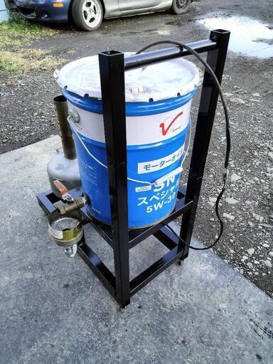 小型 廃油ストーブ ペール缶 コック付き 100V ガレージ