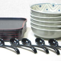 未使用☆グラタン皿 三島グラタン 陶器 スプーンと台のセット