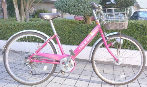 シティーサイクル 自転車 24インチ シマノ外装6段ギヤ ＬＥＤオートライト カギ付き 美品です！