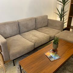 宇都宮でオシャレな家具を探すなら『オトワリバース！』ソファ MOMONATURAL モモナチュラル 3人掛け グレー オットマン付き 中古品