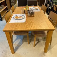 宇都宮でオシャレな家具を探すなら『オトワリバース！』ナガノインテリア ダイニングテーブルセット 5点セット ナチュラル 中古品