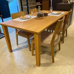 宇都宮でオシャレな家具を探すなら『オトワリバース！』ナガノインテリア ダイニングテーブルセット 5点セット ナチュラル 中古品