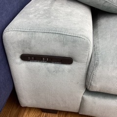 KK-113【新入荷　アウトレット】クーヘン　3シーターソファ　ライトブルー　スツール付き