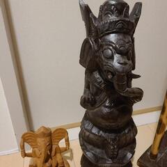アジアン雑貨　木彫り置物　象　キリン　バリ島