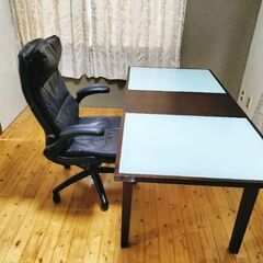 サイズ調整テーブル＆社長椅子風セット