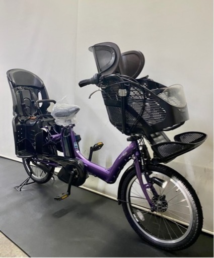 関東全域送料無料　業界最長保証付き　 電動自転車　ヤマハ　パスキッスミニ　20インチ 3人乗り　8.7ah 紫色　パワフル