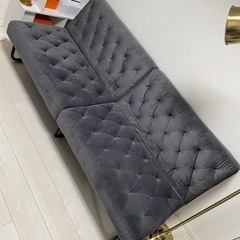 最終お値下げ【美品】ベロア ベルベット調 おしゃれソファベッド グレー