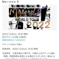 マルーン5 WORLD TOUR2022コンサートチケット2枚セット