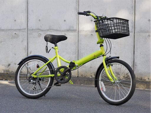 【ジモ取引終了12/7】≪ZT235ジ限≫ CAPTAIN STAG/キャプテンスタッグ 折り畳み自転車 YG-276 ライヤー FDB206 グリーン系 前カゴつき アウトドア/キャンプ 外観美品/要メンテ/現状品