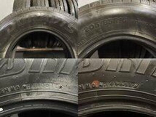 タイヤ、ホイール BS DURAVIS R205 205/85R16 117/115L LT 16インチ ライトトラック用 夏タイヤ 6本 18～19年製 バリ溝 エルフ アトラス等　(TF889)クレジットカード QRコード決済可能