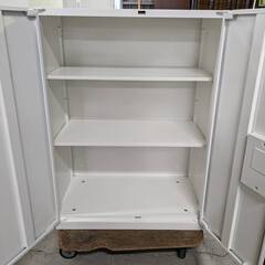 中古　okamura製　両開き書庫　レクトライン　4T313Y ZA75　カギあり　W800×D450×H1100　Q1201-05松