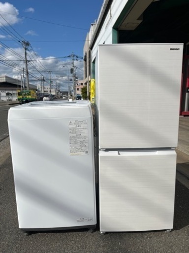 福岡市配送設置無料 高年式 2022年東芝洗濯機と2021年シャープ冷蔵庫