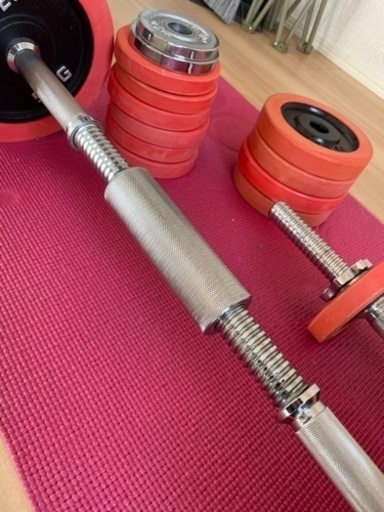 ダンベル 約60キロ分 連結シャフト付き！必要あればマットもお付けします。