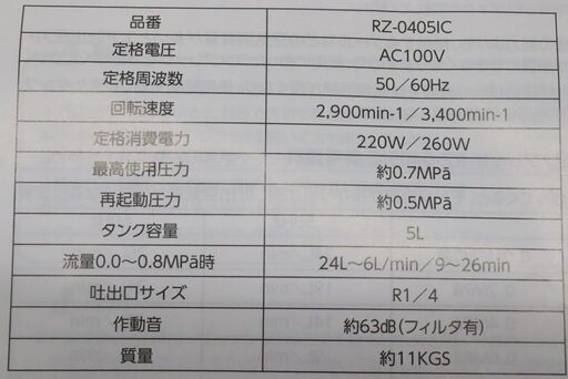 RETZLINK　エアーコンプレッサー　5L　RZ-0405IC　オイルレス　レッツリンク　コンプレッサー