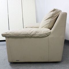 Italsofa/イタルソファ 高級本革3人掛け アイボリー イタリア ナツッジ社 3P 3シーター リビング 中古家具 店頭引取歓迎 R6684)