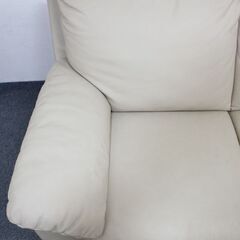 Italsofa/イタルソファ 高級本革3人掛け アイボリー イタリア ナツッジ社 3P 3シーター リビング 中古家具 店頭引取歓迎 R6684)