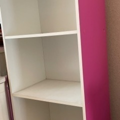 3段カラーボックス(白ピンク)