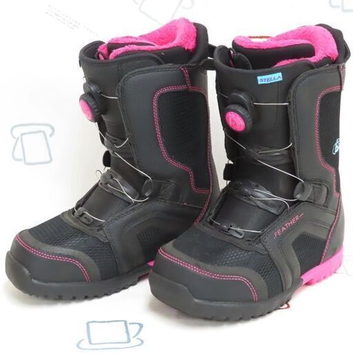 ♪STELLA/ステラ スノーボードブーツ FEATHER 24.5cm 黒/ピンク♪ sirop.cl