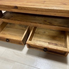 【札幌市引取限定】アンティーク調　木製 ローテーブル ヴィンテー...