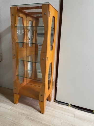 【札幌引取希望】木製 ガラス コレクションケース 110cm 棚 キャビネット
