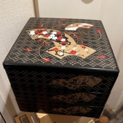 値下げ 重箱 3段 日本製 梅花 扇面 黒 おせち 新年