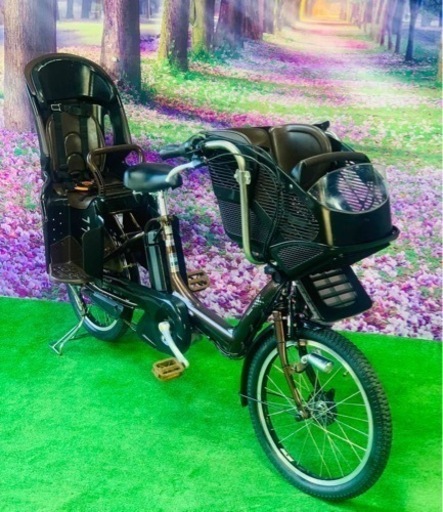 ❷ 4536子供乗せ電動自転車ブリヂストン3人乗り新品20インチ良好バッテリー
